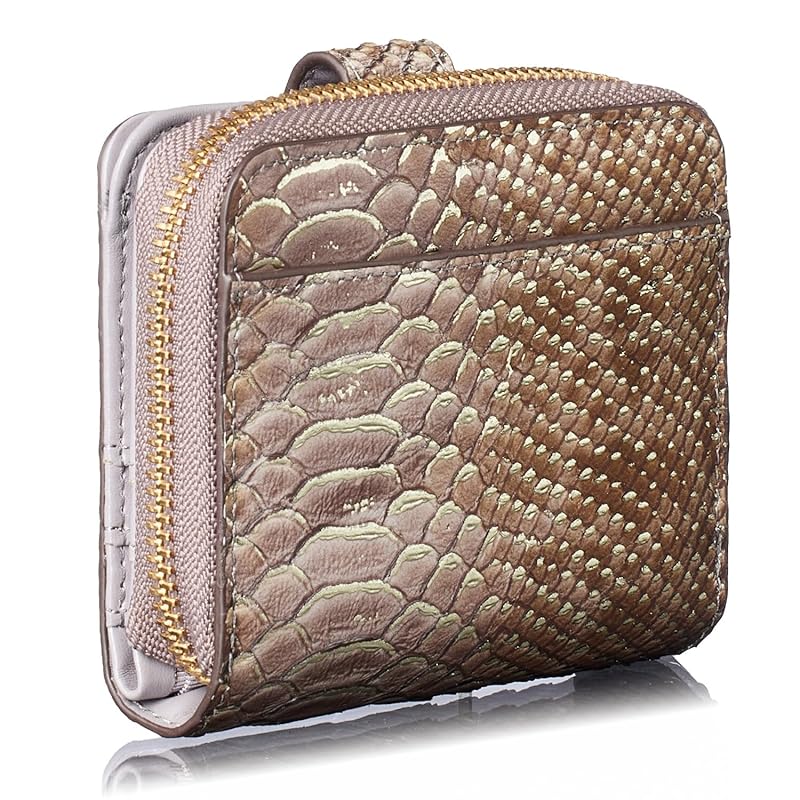 [HENLY COAT] Made in Italy cowhide Anaconda Diamantina ladies round zipper bi-fold wallet money luck up feng shui money luck wallet present for gift