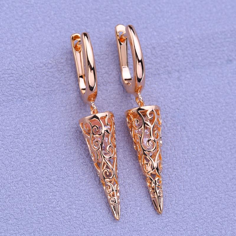 Orecchini a clip MINTHA Gioielli alla moda di tendenza Zirconia cubica Orecchini pendenti lunghi vuoti Per donne Orecchini color oro rosa