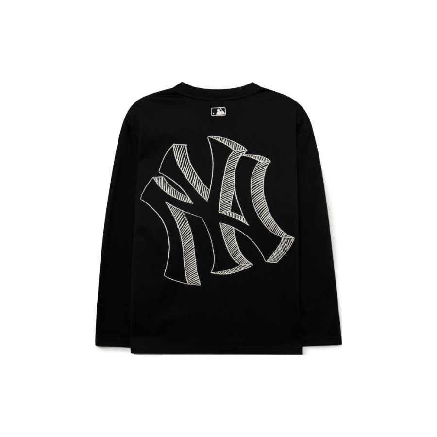 MLB New York Yankees Logo Print Crewneck Sweatshirt Unisex sweatshirt Black 3ATSB0334-50BKS