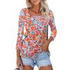 Maglietta da donna alla moda, casual, con scollo quadrato, manica a 3/4, ampia e stampata, top da donna