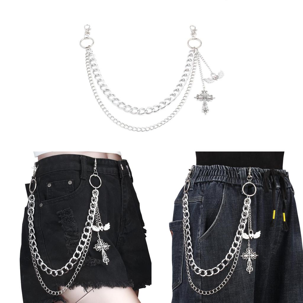 Metal Cross Heart Wing Body Chain With Lobster Clasp For Unisex Adults