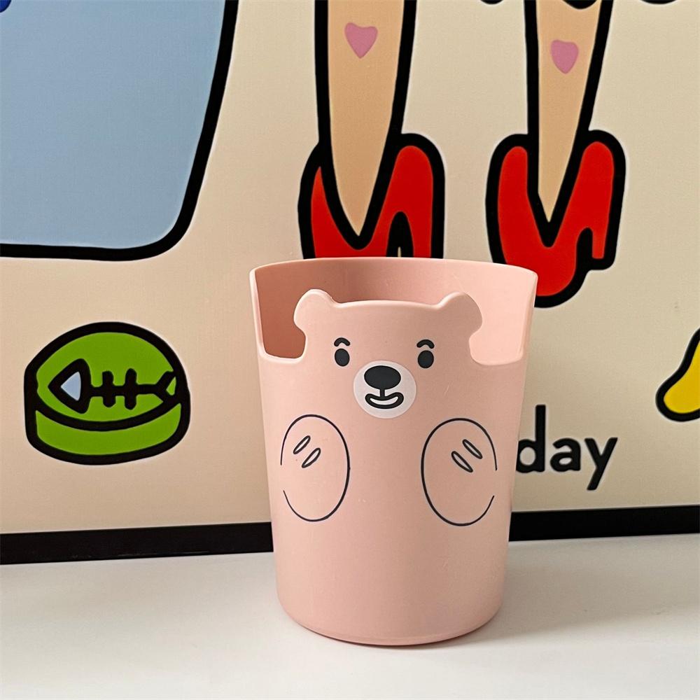 Cute Bear Pencil Holder Plastic Makeup Brush Holder Desktop Organizer Storage Box Pen Pot Phone Holder Kawaii Stationery Contain
