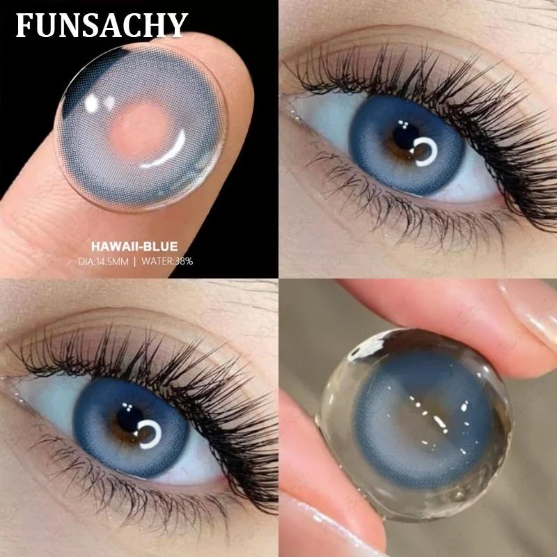 FUNSACHY 1pair Natural Blue Gray Color Contact Lenses Cosmetic Softlens 14.2mm Fashion Natural Brown Eye Contacts Yearly Use