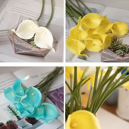 6Pcs Artificial Common Callalily Realistic Fake Flower Branch Home Office Wedding Party Indoor Outdoor Faux Bloom Plants Decoration