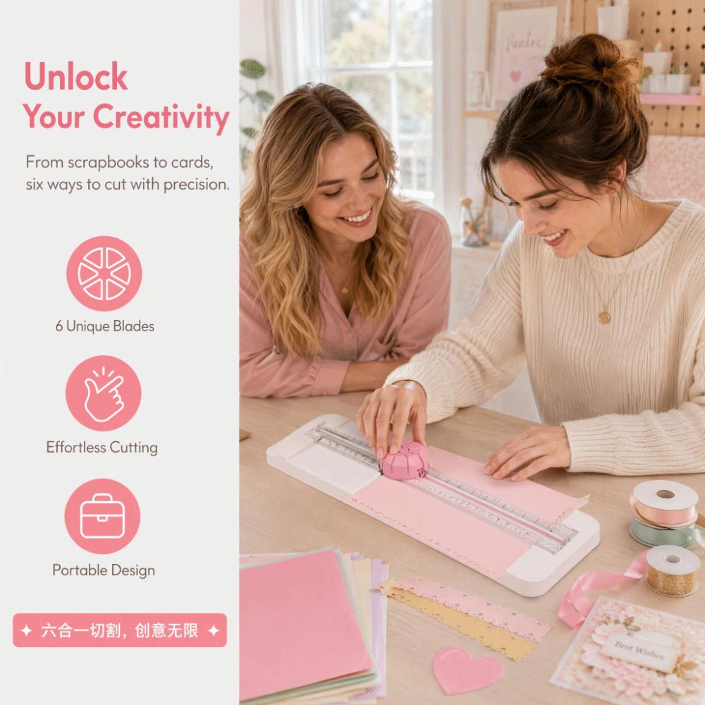 Compact Portable Design Paper Cutter Trimmer 6 in 1 Paper Cutter Scrapbooking Crafting