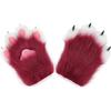 Faux Fur Plush Furry Cat Claw Gloves Animal Fox Paws Mittens