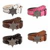 Wide Side Star PU Leather Belt Rivet Trouser Decoration Elegant Y2k Style Waist Belt  Party