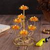 Buddhist Ghee Lamp Holder - Seven Stars Oil Lamp with Lotus Design for Temple Offerings and Everlasting Candle Display.