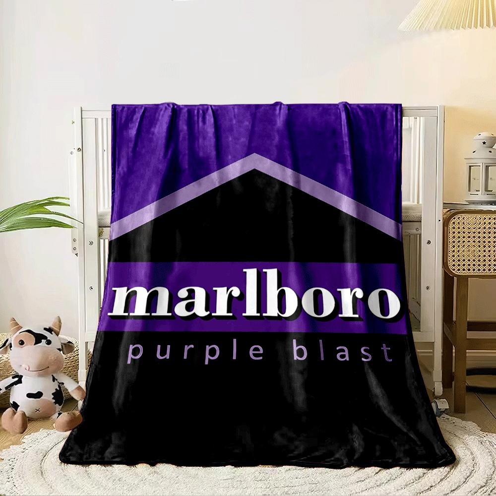 A bold purple and black design with white text and a chevron shape. for all seasons blanket lunch break throw gift 80cm x 120cm