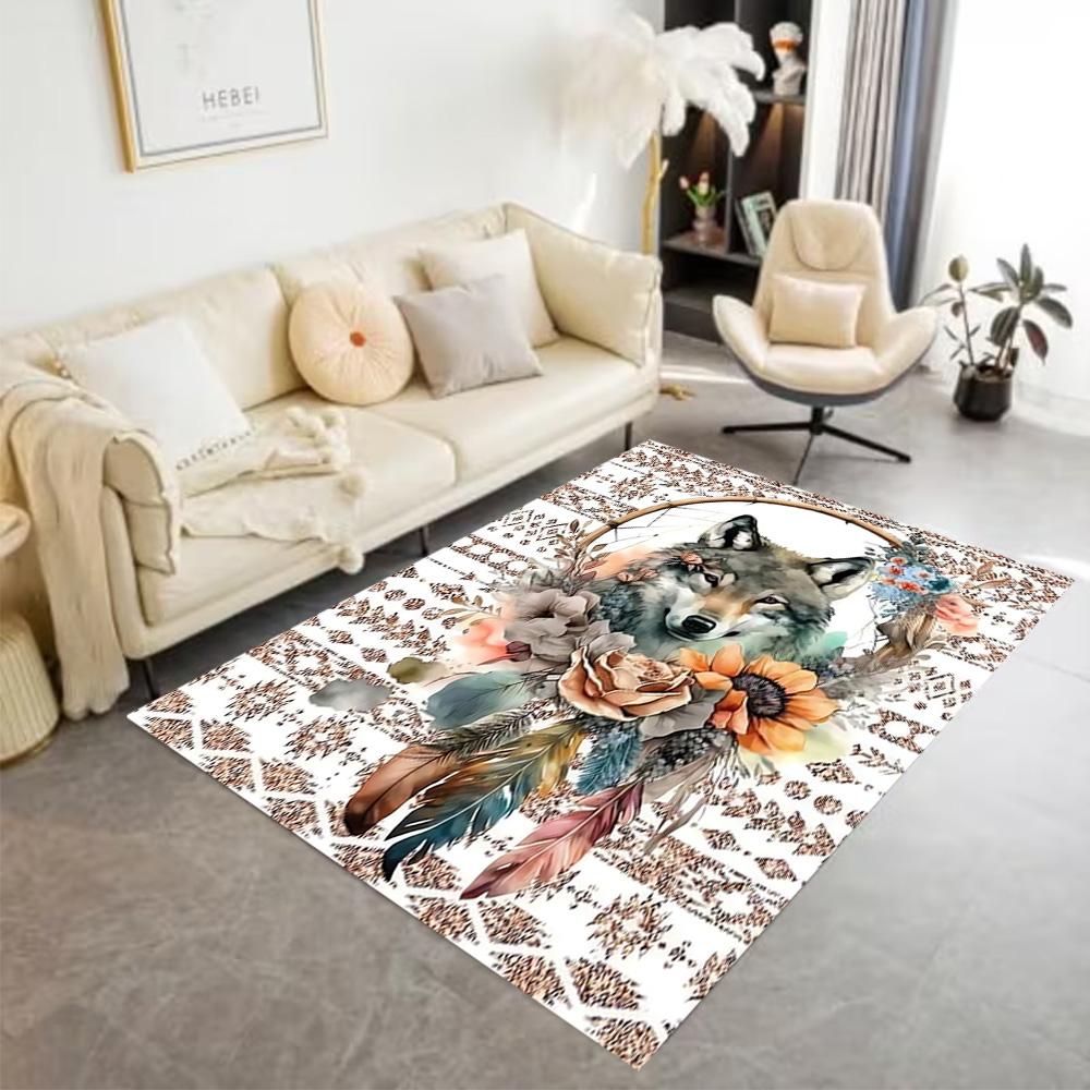 1pc Wolf Pack Forest Design Home Carpet Non-slip Office Decor Gift Living Room Bedroom