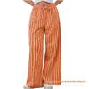 2024 Women's European & American Casual Striped Low Waist Wide Leg Drawstring Multi-Pocket Pants