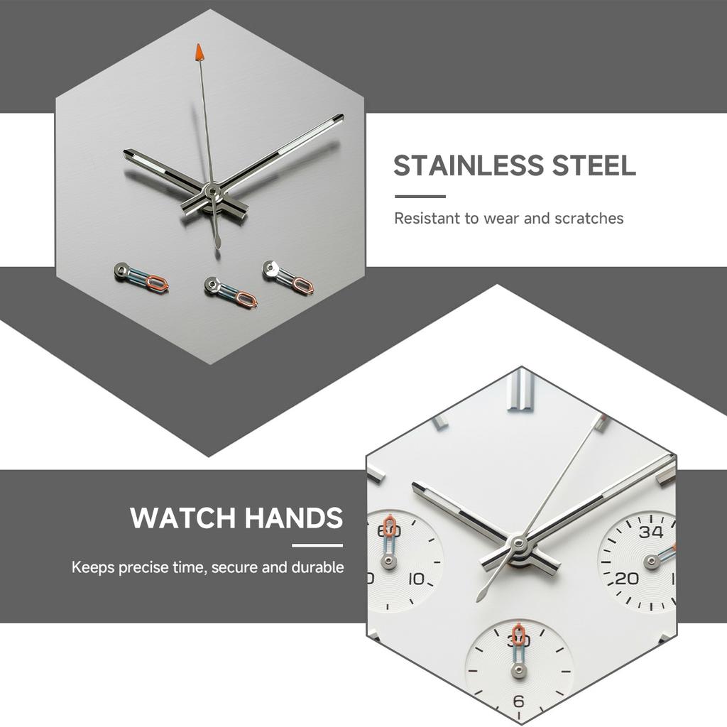 Silber/Orange Uhrenzeiger für VK63 Uhrwerk 6 Stifte Grün Leuchtende Uhrenzeiger Zubehör
