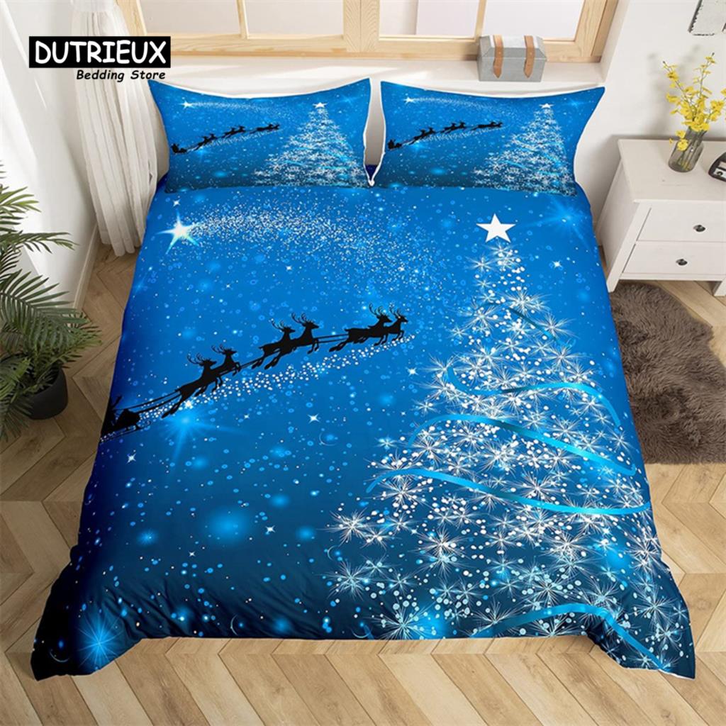 

Comforter Christmas Tree Christmas Theme Bedding Set Soft Comfortable Breathable For Bedroom Guest Room Comforter (quilt)-EU Single(135*200cm)3pcs