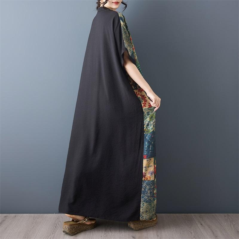 Short Sleeve Oversized Cotton Vintage Floral New In Dresses for Women Casual Loose Maxi Long Summer Dress