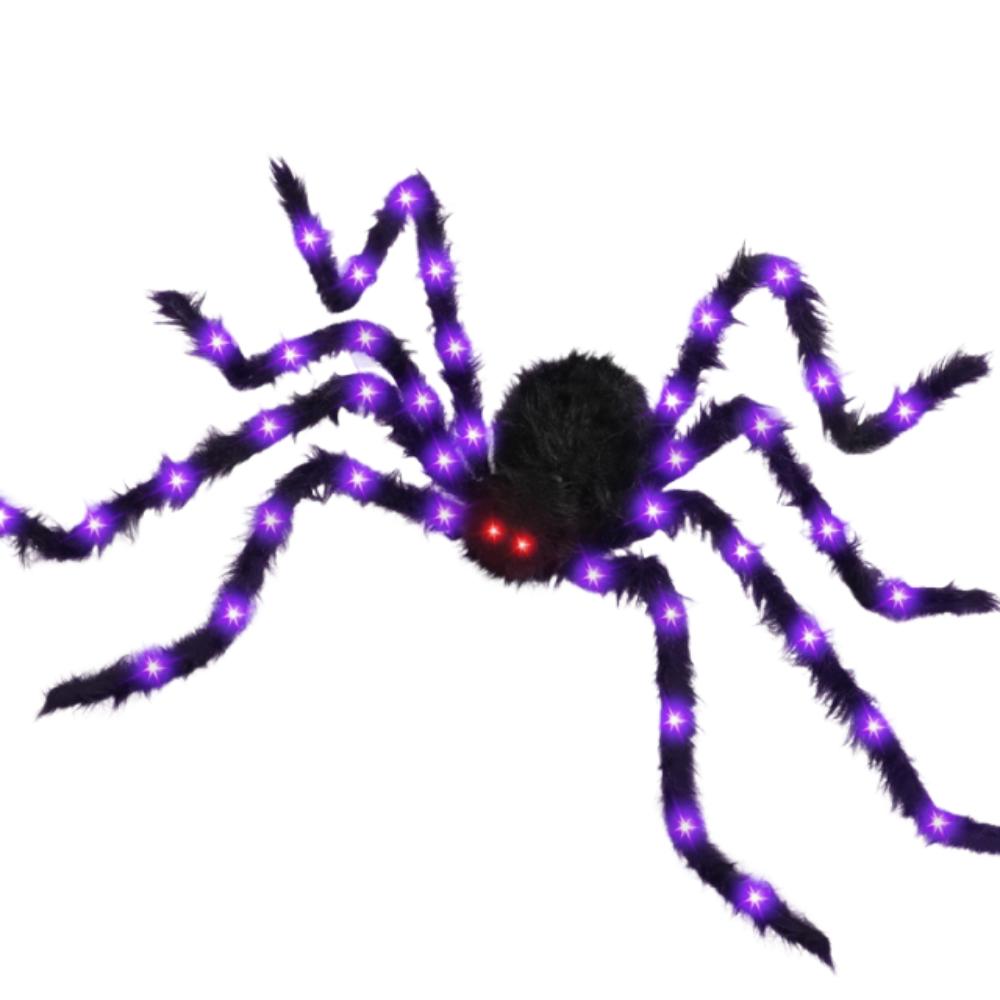 Waterproof Halloween Spider Web Lights 8 Modes Scary Giant Spider LED Spider Net  Garden Yard