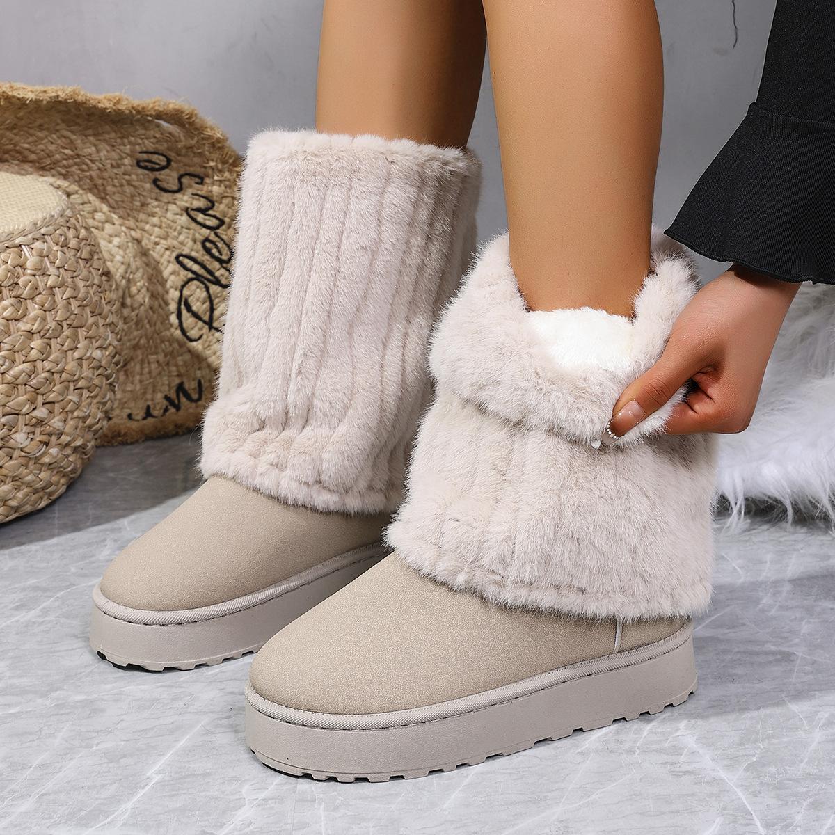 

Foreign trade winter new snow boots long tube thick bottom piled thickened thermal cotton boots sleeve snow boots women 36