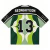 Green Floral GREENGREEN Style Mesh Jersey,Print Mesh Jersey Short Sleeve Streetwear Top For Men Women Fan Shirt