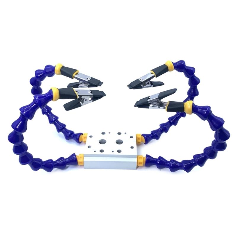 Heavy Metal Base Soldering Aid Third Hand Tool with 2/4/6 Gooseneck Arms Insulated Clips for Secure Work for DIY Project
