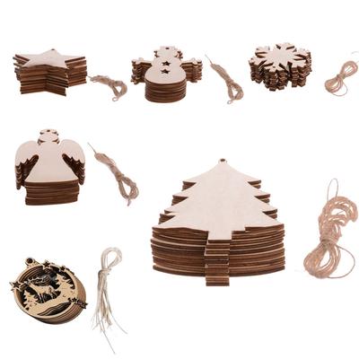 10pcs Fashion Hanging DIY Christmas Decor Pendant Decorations Wood Tree Ornaments
