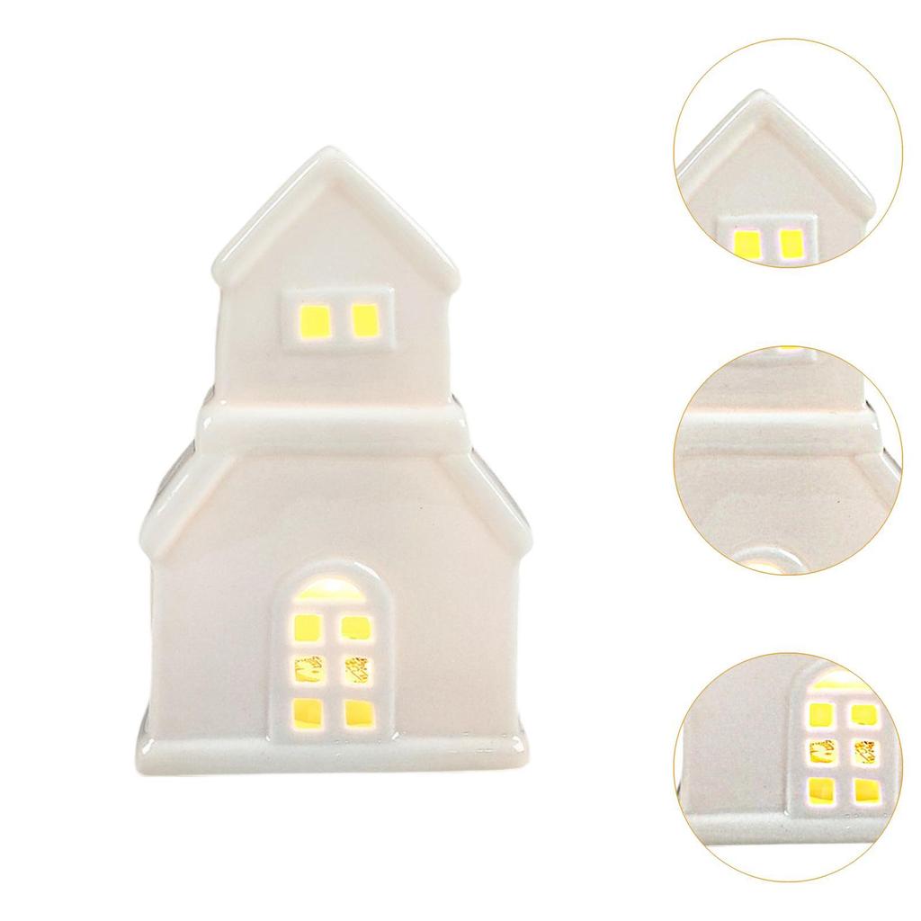Christmas Miniature House Statue, Tabletop Ornament with Light Gift Christmas