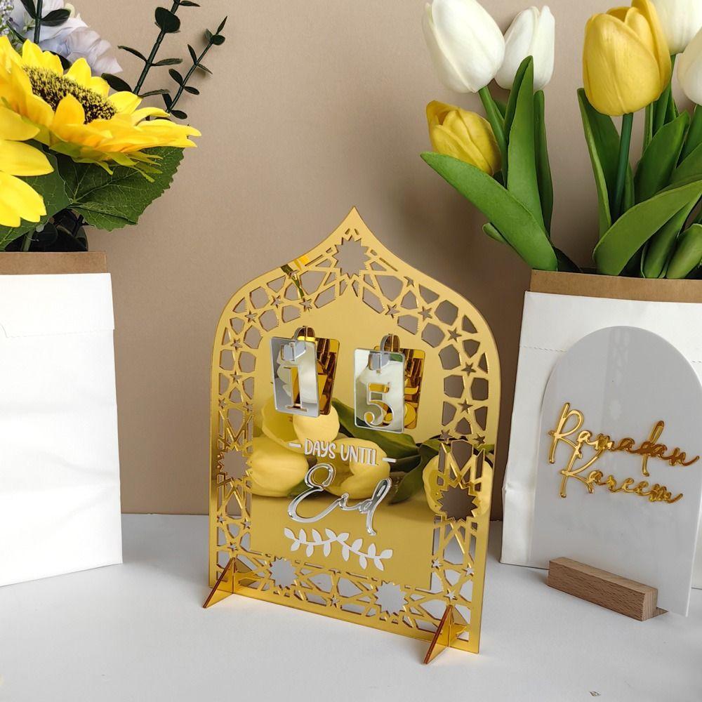 Acrylic Islamic Festival Ornament Mirror Surface Advent Day Calendar Board  Ramadan Kareem