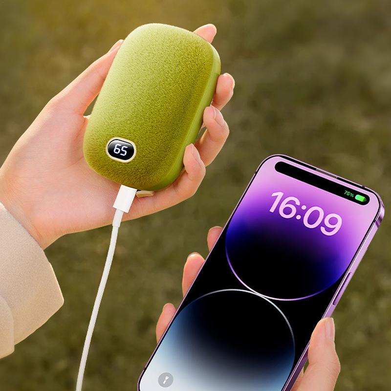 Winter Portable Hand Warmer 2 In 1 Hand Warmer Soft Pocket with Digital Temperature Display Rechargeable Hand Warmer