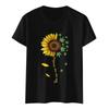 Sunflower Damen-Hemdoberteil mit süßem Aufdruck, kurzärmelig, Rundhalsausschnitt vorne und Schulter, Vintage-Kurzarm, Sommer-Lose-Shirt-Oberteil