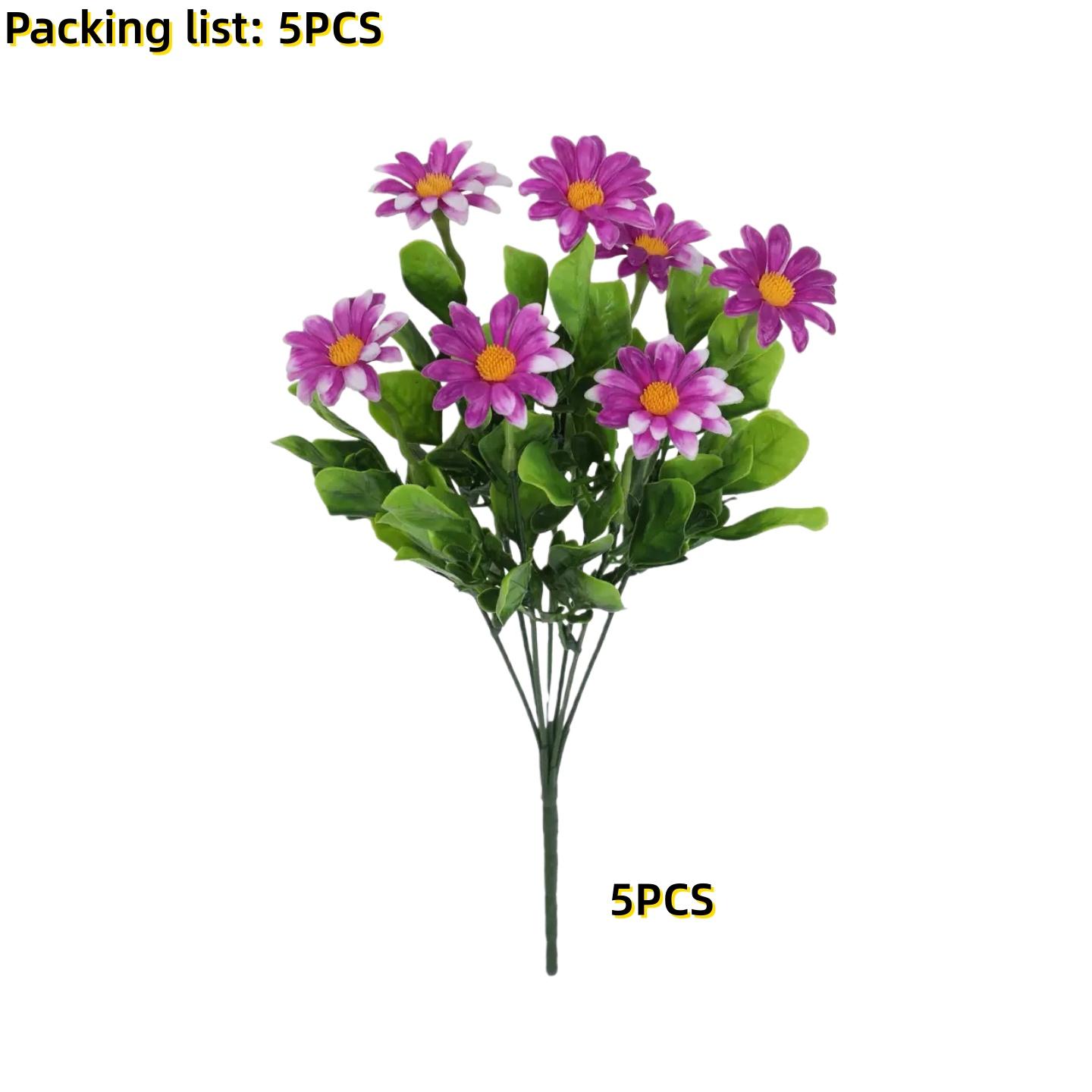 

5/10 Pcs Realistic Artificial Daisy Bouquet UV Resistant Faux Flower for Home Garden Hotel, Office Spring summer Outdoor Decor