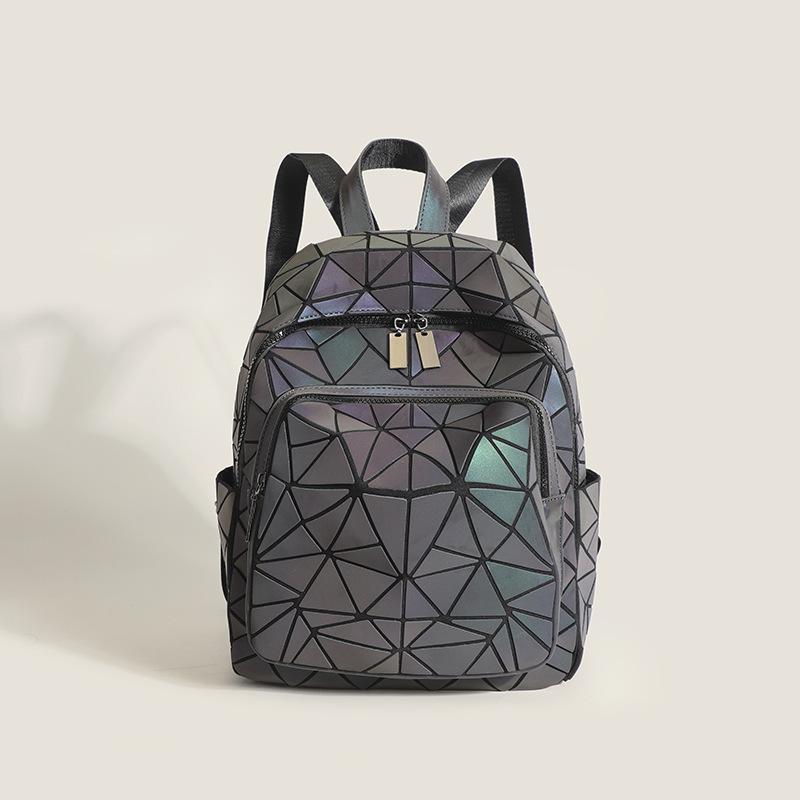 2025 New Fashionable Diamond-grid Backpack Luminous Women s Light Large Capacity Schoolbag