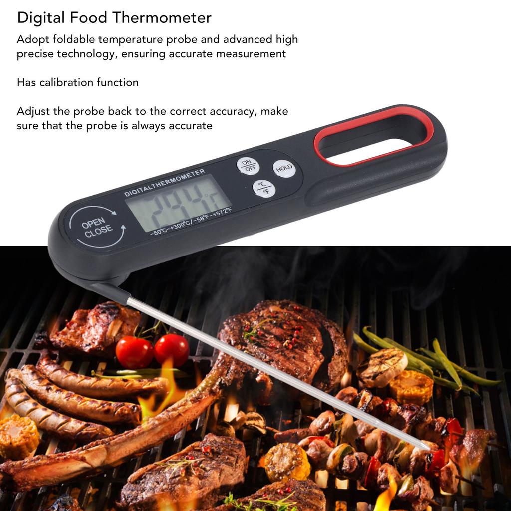 Digitales Lebensmittelthermometer Schnell ablesbar Genau Klappbar Lebensmittel BBQ Grill Kochtemperaturmesser mit Batterie