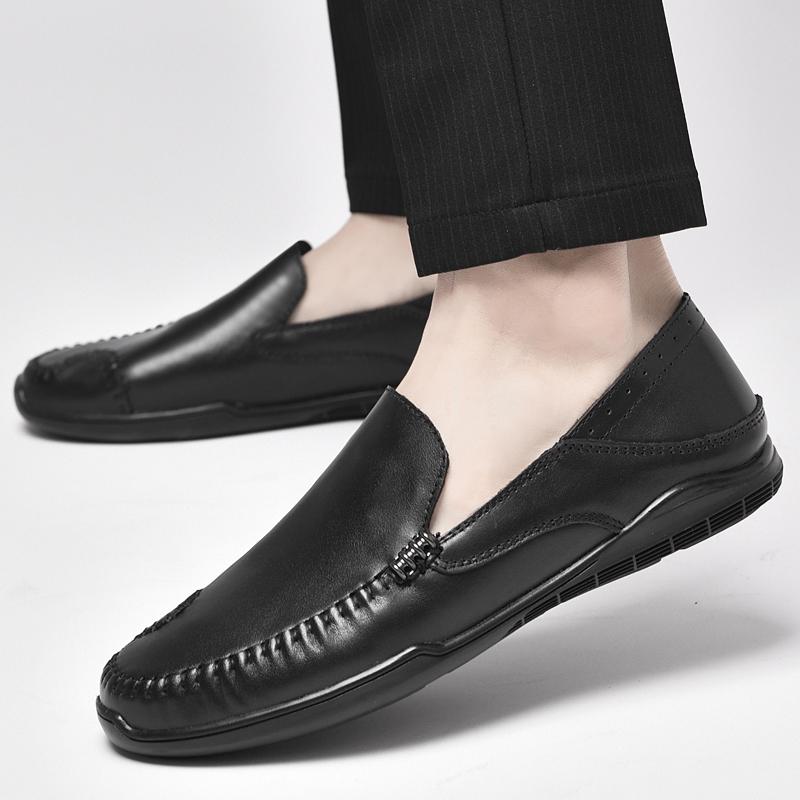 Classic Non-Slip Mens Slip on Shoes 2024 New Arrival Male Comfortable Business Shoe Genuine Leather Soft All-match Loafers Men