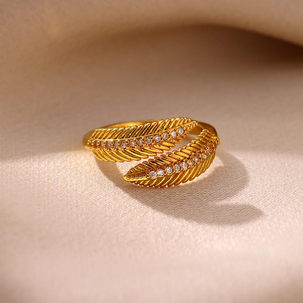 Geometric Knot Gold Color Rings For Women Wedding CZ Leaf Ring Punk Star Personalization Open Anillos Birthday Jewelry Her Gift