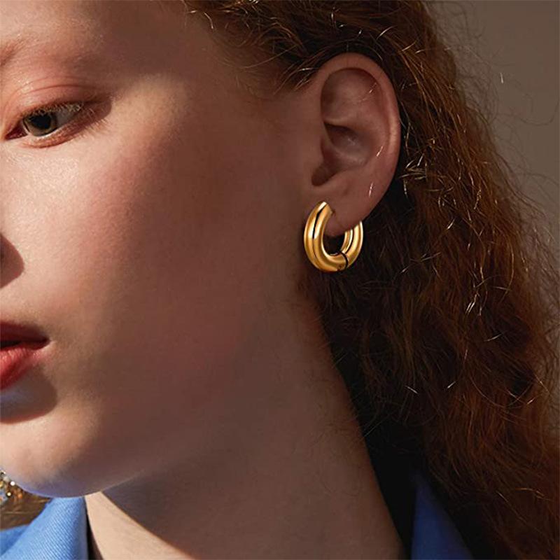 Ohrringe aus Edelstahl mit Spiralen, für Damen, farbbeständig, 18 Karat vergoldet, antiallergisch, runde Ohrringe, Ohrschmuck