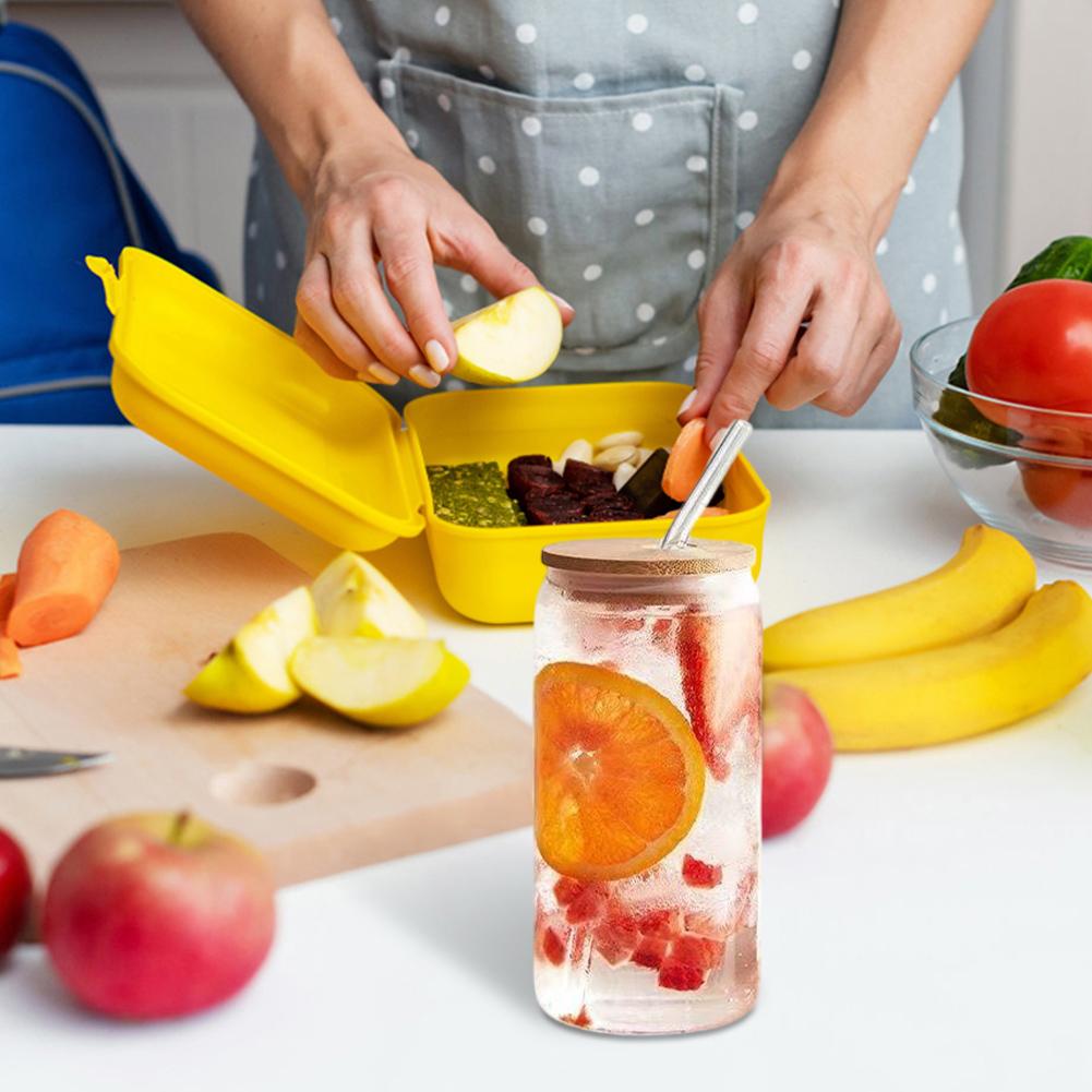 500ML/16oz Glass Cups with Lids and Straws Can Shaped Glass Cups Iced Coffee Cups Beverage Juice Cups for Cocktail Whiskey Gift