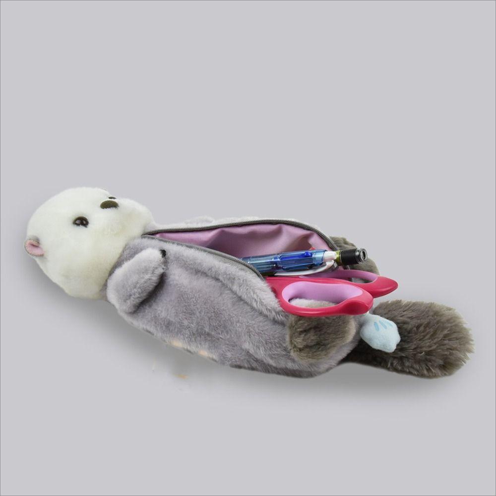 Animal Shape Plush Doll Pencil Bag Enhydra Lutris Makeup Bag Fashion Cute Storage Bag  Student