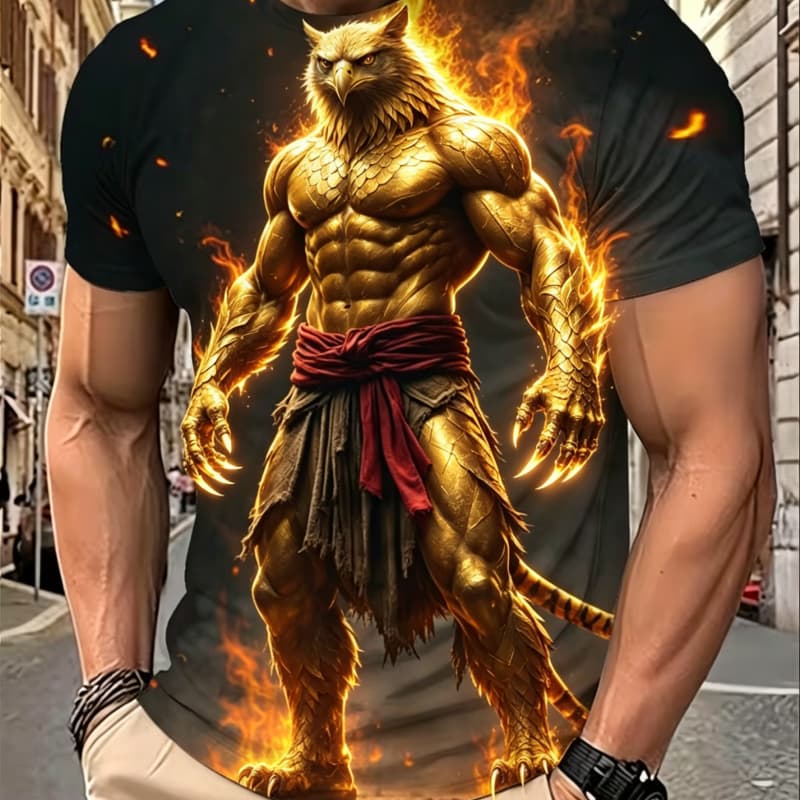 Herren Mode 3D Gedrucktes Herren T-Shirt Rundhals Kurzarm Trendige Streetwear