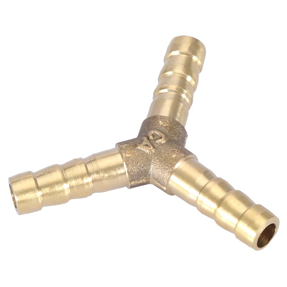 4pcs Union Adapter 3-Way Barbed Fitting Brass Material Y Shaped Fitting Fluid Transfer