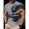 T-shirt da uomo con stampa 3D a maniche corte con scollo rotondo, maglione top casual
