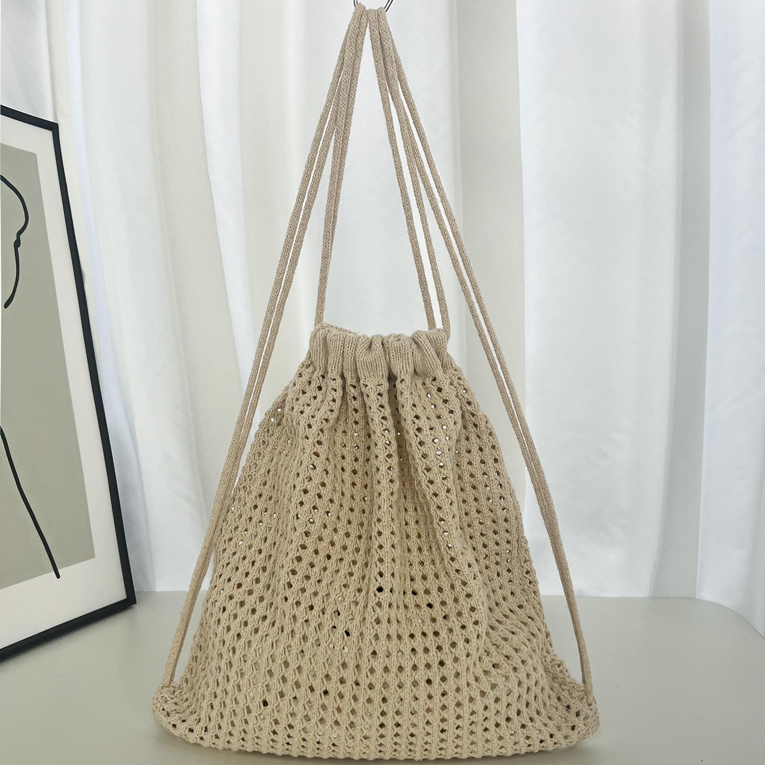 

Backpack for Women Design Casual Handmade Knitting Travel Bagpack Beach Holiday Style Female Drawstring Shopping Backpack