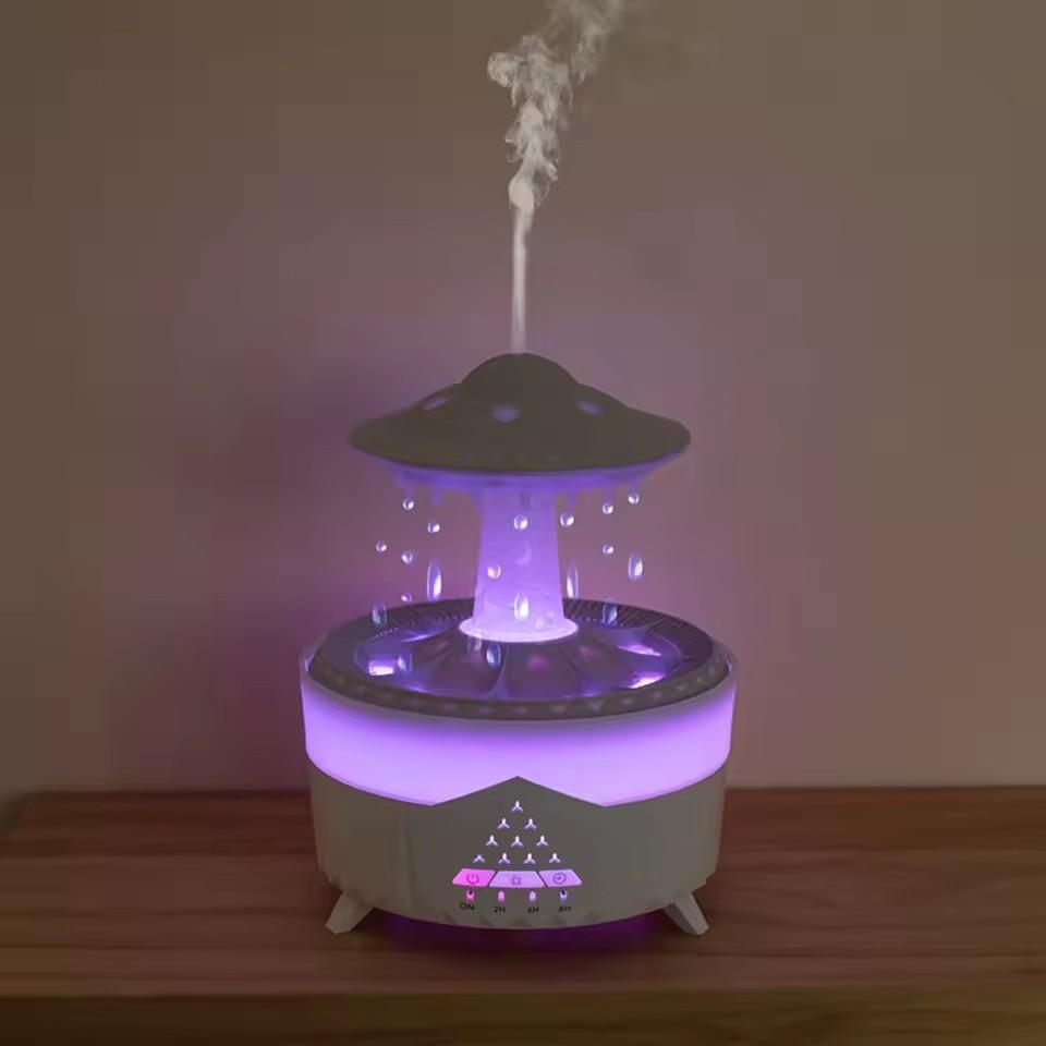 UFO Rotating Raindrop Aromatherapy Essential Oils Air Diffuser with RGB Night Lamp Remote Controls UFO Ultrasonic Air Humidifier