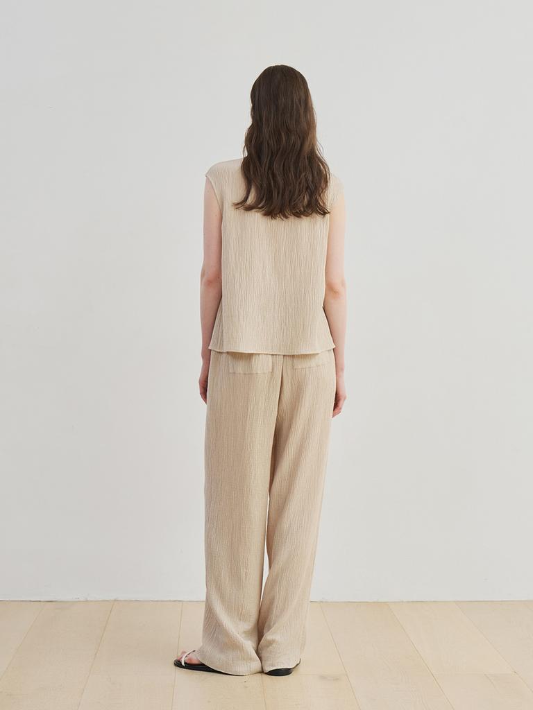 Moia Wrinkle Banding Pants (Beige)
