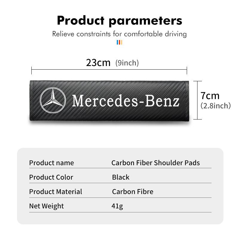 TWEK4 1/2PCS Carbon Fiber Car Seatbelt Shoulder Protector Cover Safety Belt Decoration For Benz AMG VIANO GLB GLC W108 W124 W126 W169