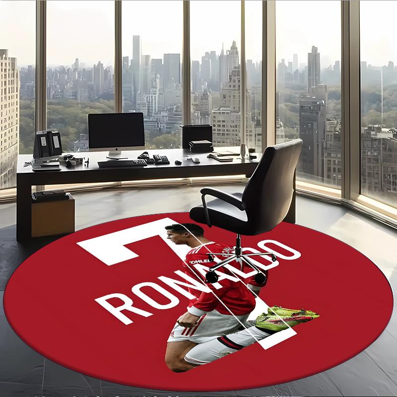 Ronaldo (14) Round Office Rug Decorative Floor Rug for Office Bedroom Living Room and Home Space