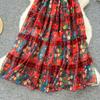Light luxury retro court style floral suspender dress women's summer thin waist design big pendulum super fairy dress
