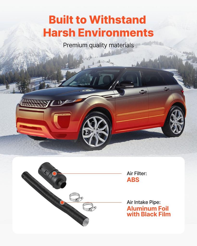 Diesel Heater Intake Pipe Kit, 25mm Car Air Parking Heater Ducting Pipe Hose Tube, Stretchable & Bendable Car Air Intake Filter Silencer Hose Pipes
