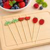100PCS Disposable Fruit Tags, with Cartoon Fruit Decor Cocktail Picks, Durable Bamboo Skewers, for Fruits Barbecue Cocktails Cakes