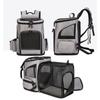 Expandable Pet Carrier Backpack for Cats Small Dogs, Breathable Foldable Travel Bag with Side Extension and Safety Leash
