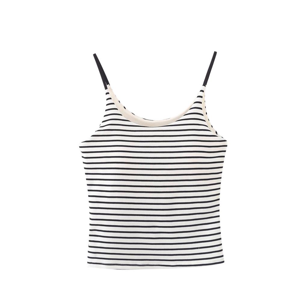 Women's Sling Vest with Chest Pad - Thin Strap, Conceals Underarm, Versatile Short Style for Spring/Summer.