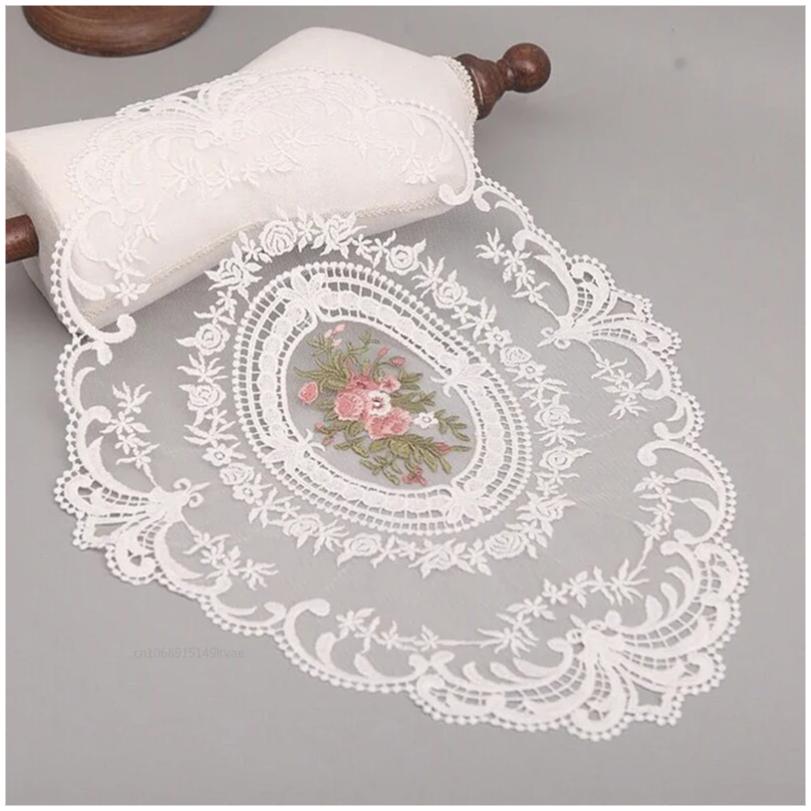 1PC Dinning Table Cover Embroidered Table Cloth Elegant Round Lace Tablecloth Coffee Coasters Napkin Party Wedding Decoration