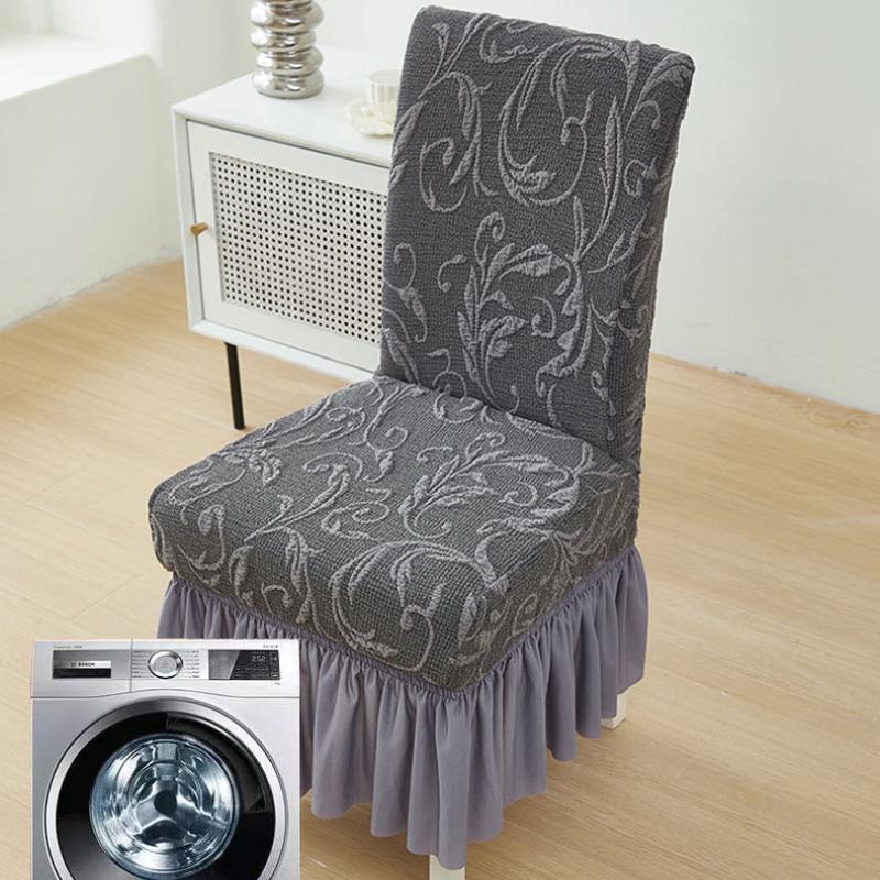 Knitted Jacquard Dining Chair Cover All-inclusive Elastic Skirt Chair Cover Universal Three-dimensional Dust-proof